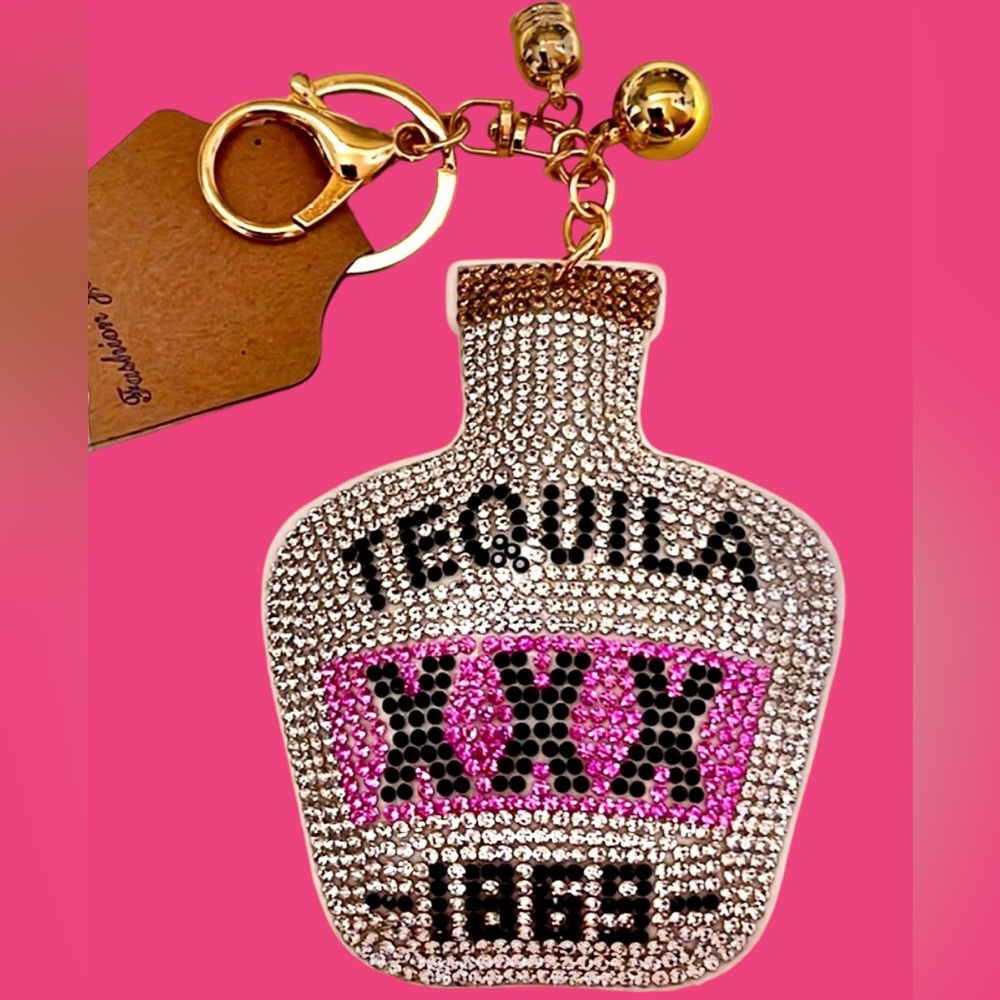 Tequila Bag Charm/Keychain Bling Crystals New Lg 4” x 3”
